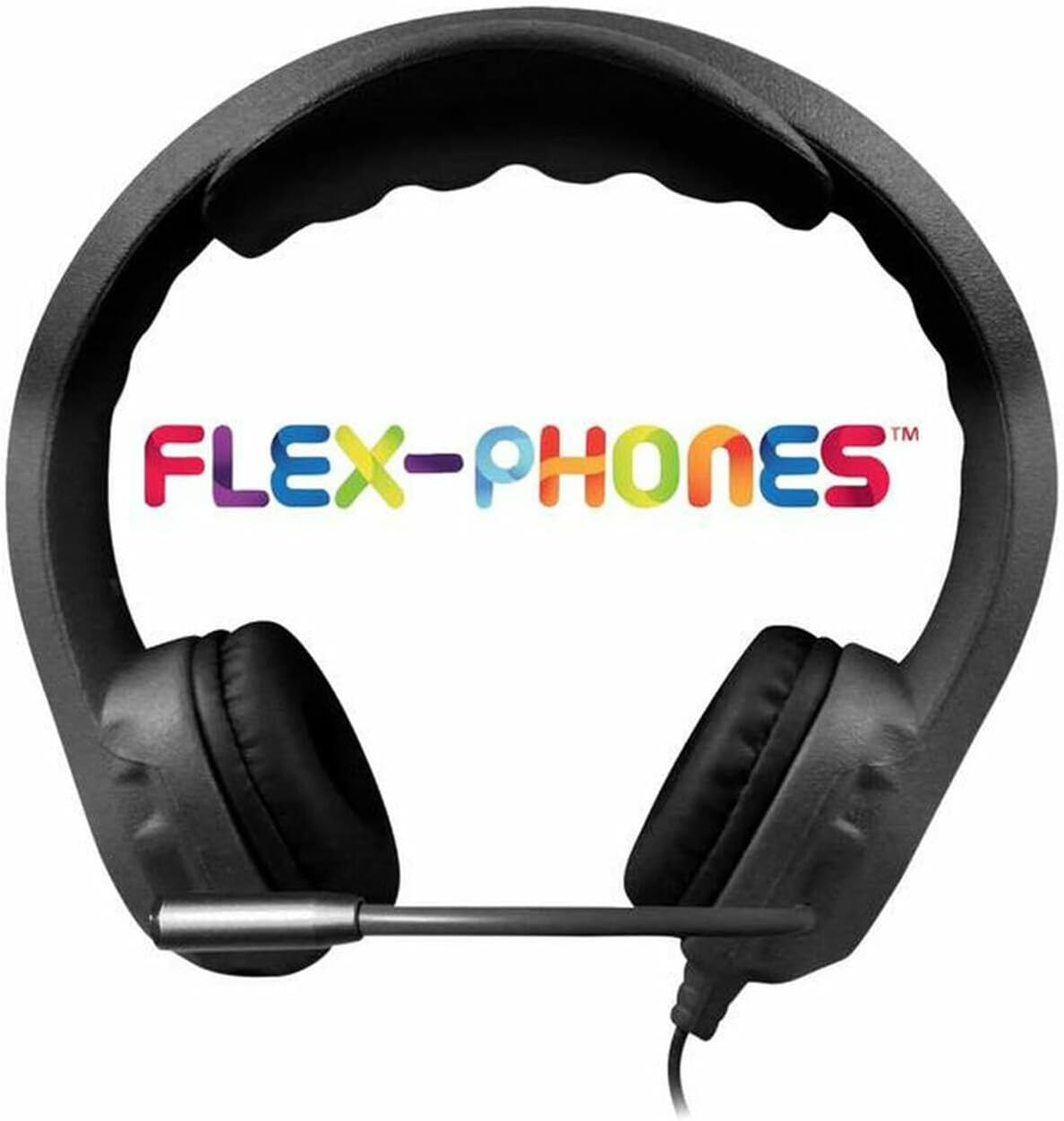HamiltonBuhl Flex-Phones Kids TRRS Headset 42-Pack – Black | Durable Foam, Boom Mic, Chew-Resistant Cable, Leatherette Cushions, Pre-K–Grade 5, Classroom & Chromebook Compatible