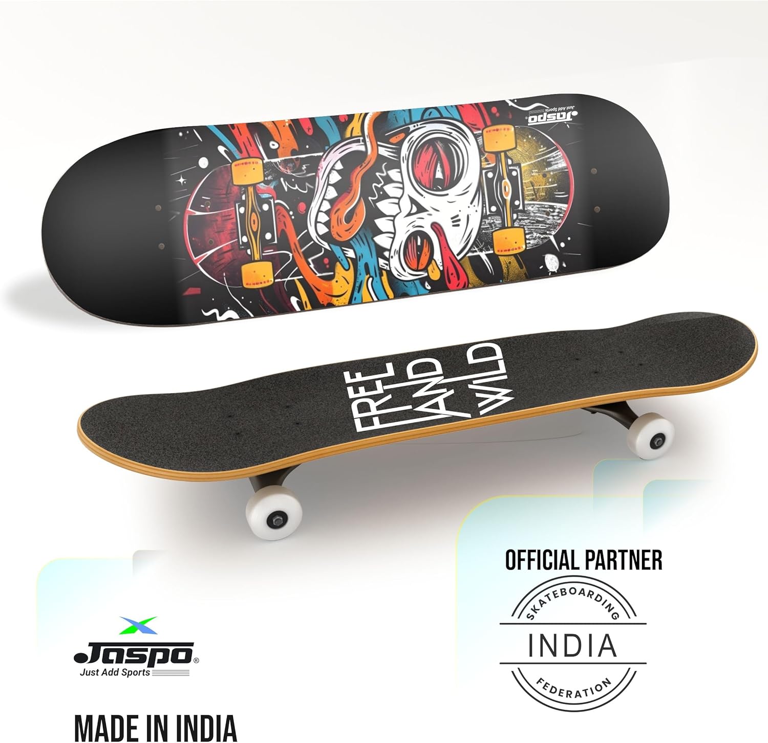 Jaspo Street King Skateboard for Adults & Kids - 7-Layer Canadian Maple Wood Deck, 31