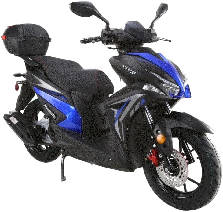 HHH Clash 200 EFI Scooter Gas Street Scooter 168cc Motorcycle for Adults, Fully Automatic, Matching trunk and LED lights (BLUE)