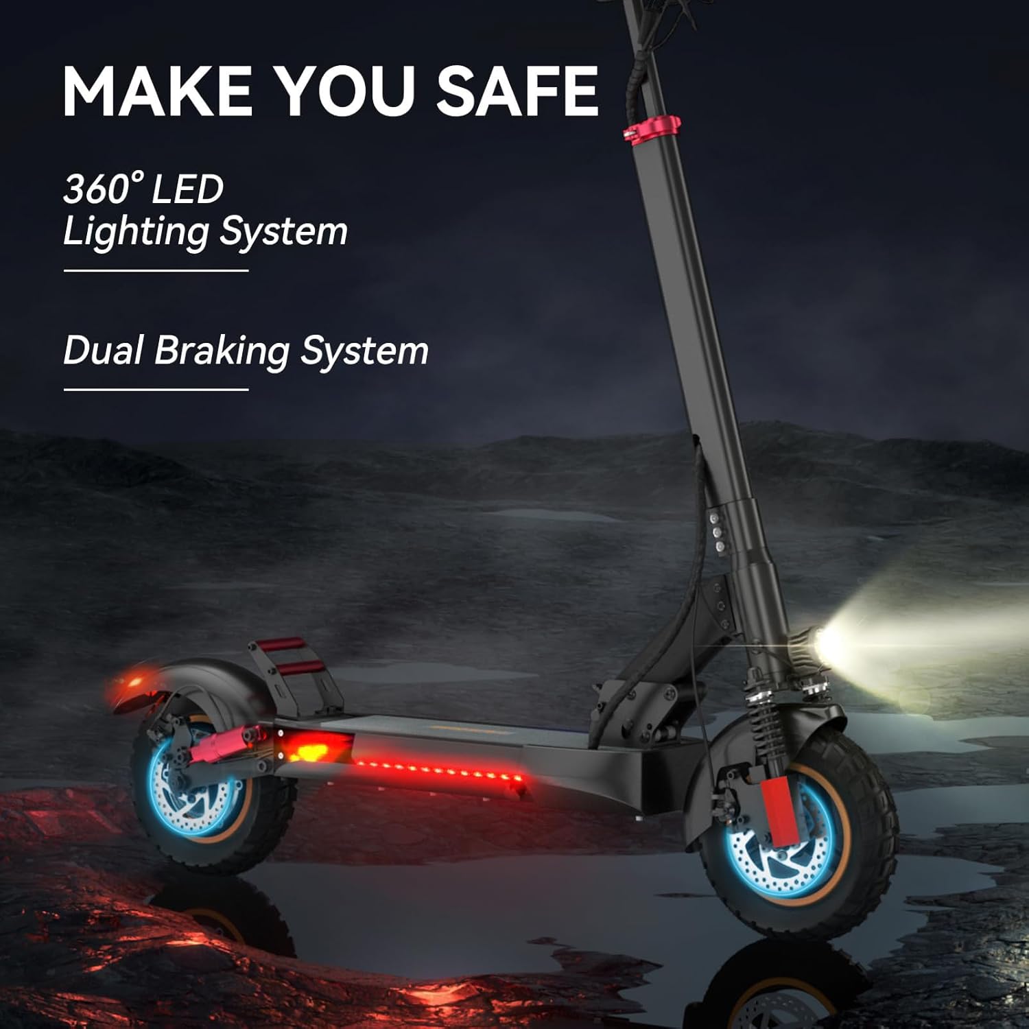 M4 Electric Scooter for Adults with Seat, Heavy Duty Foldable Off Road 10 Inch e Scooter, 31-37 Miles Long Range, 25-30 mph Fast Speed Mobility e Scooters for Teens Men Girls.