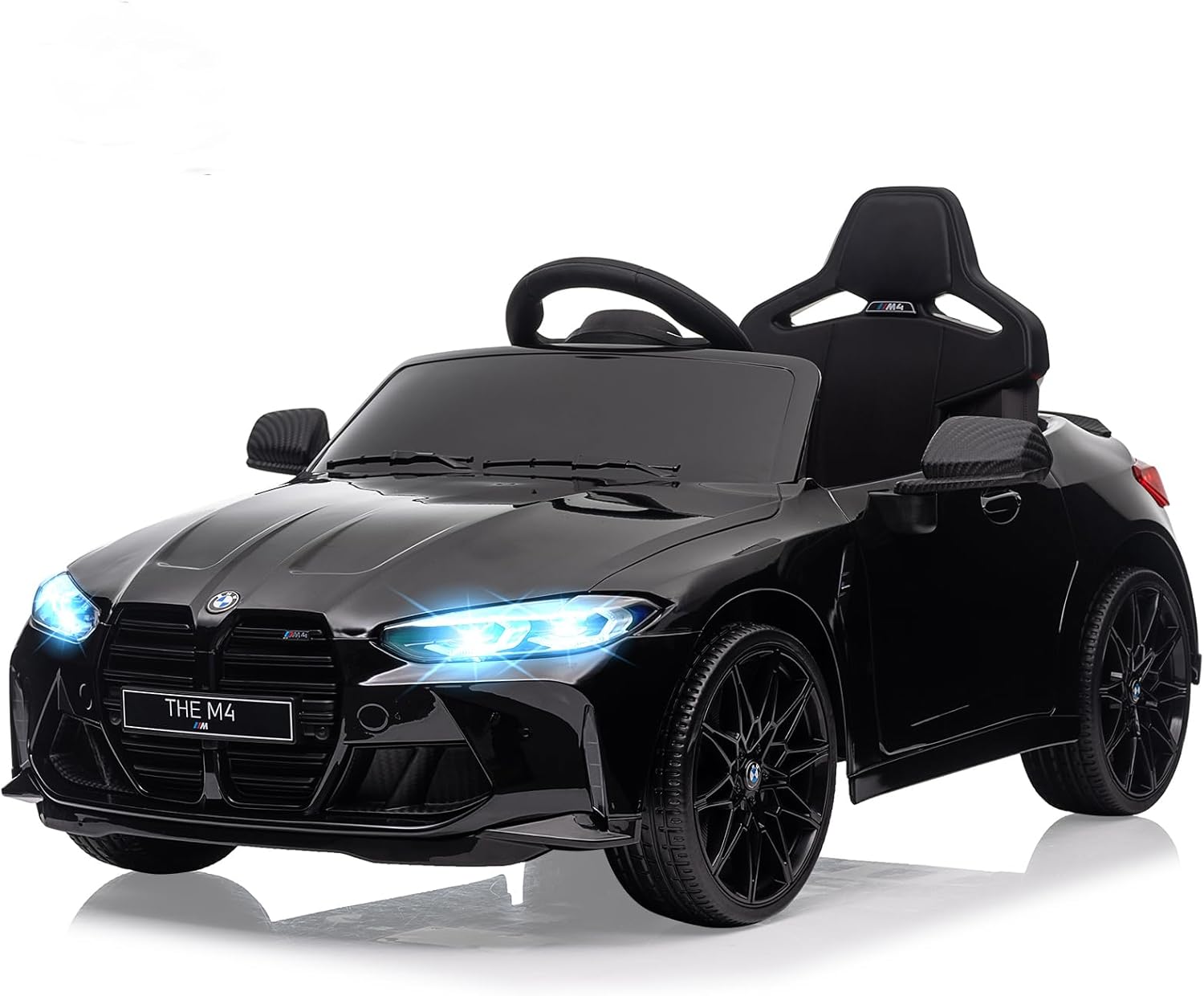 12V Kids Ride On Toy Car，Licensed BMW M4, Electric Kids Ride-On Car Powered Vehicle Car for Boys and Girls, W/USB, Mp3, Bluetooth, Led Light,Parents Remote Control, 3 Speeds, for Boys and Girls-Black
