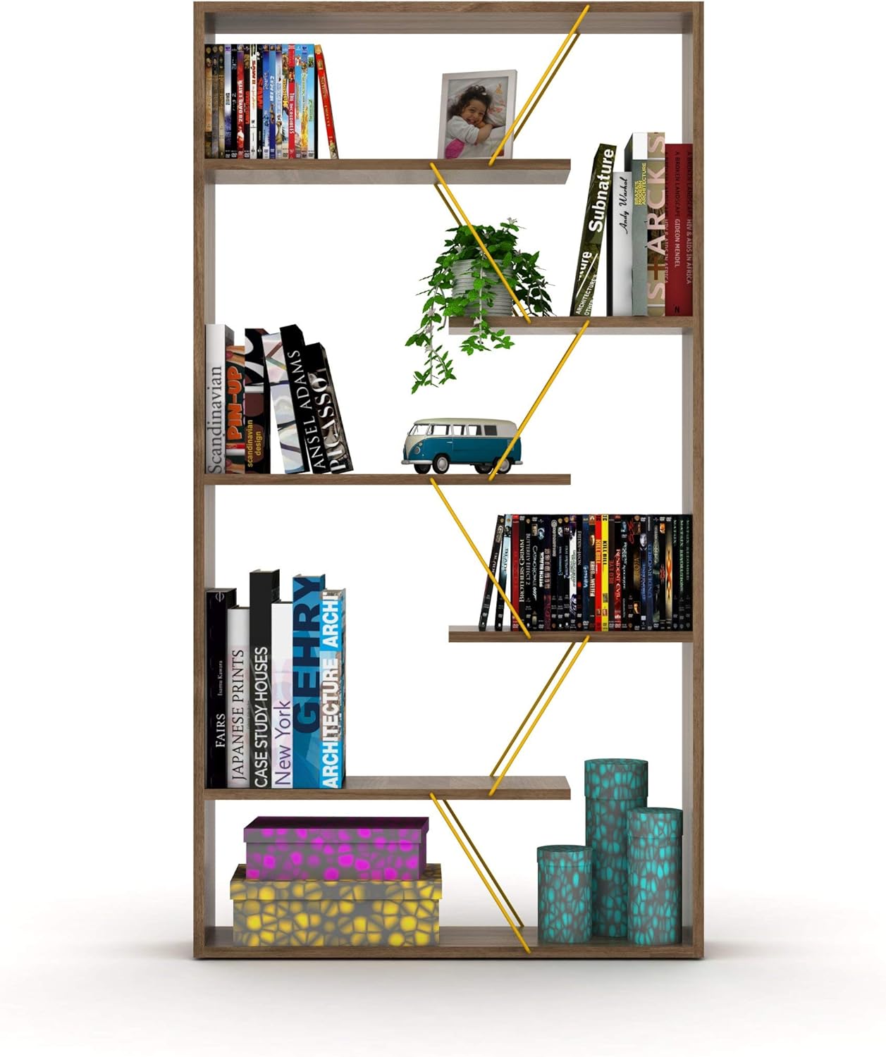 Modern Display & Bookshelf for Living Room, Creative Furniture, Shoe Rack, Plant Stand, Storage Cabinet, Storage Rack, Utility Racks - Wood Frame Open Back Bookcase Industrial Bookshelf for Office and