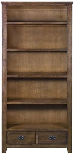 Crafters and Weavers Mission Quarter Sawn Oak Bookcase with 2-Drawers & Open Shelves