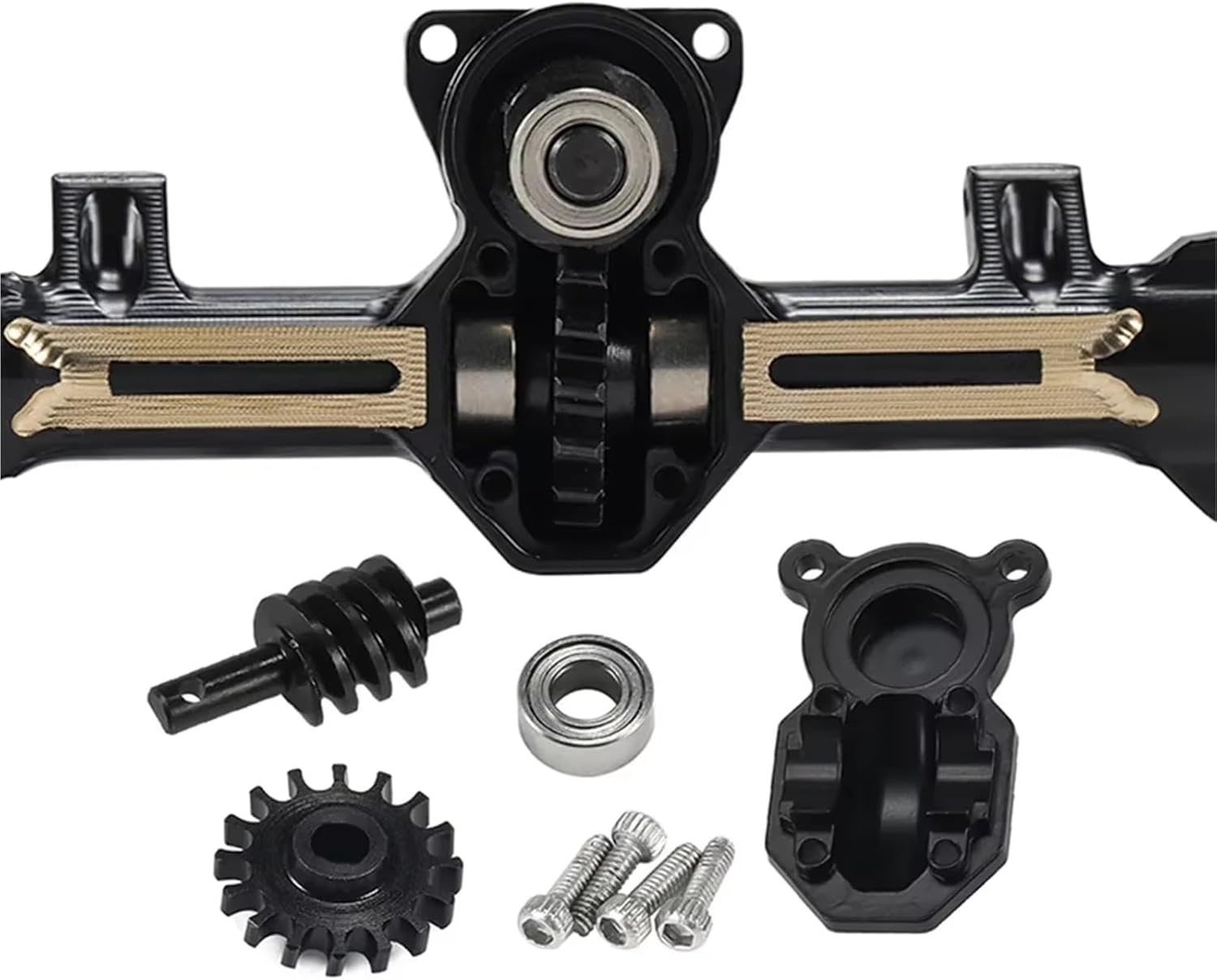RC Car Parts Compatible with Axial for SCX24 for Bronco for Gladiator 90081 C10 Machined Brass Portal Axle with Steering Link Wheels 1/24 RC Crawler