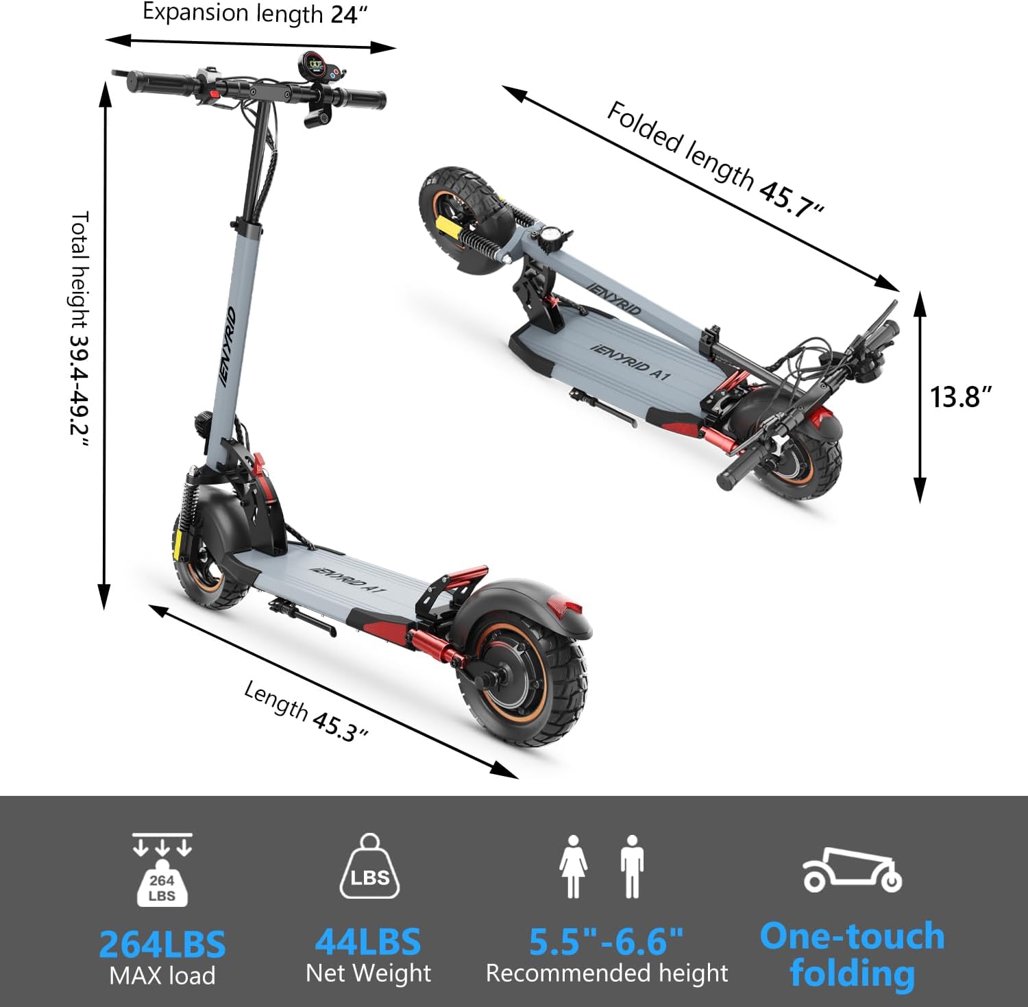 Electric Scooter Adults, 800W Motorized Eletric Kick Scooters, 10