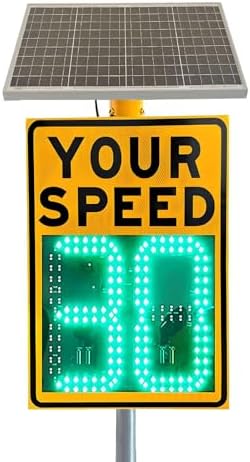 Solar Powered LED Radar Speed Limit Sign - Dual Color Display (Red & Green) for Highways & Streets, 60x90cm Radar Feedback Traffic Sign