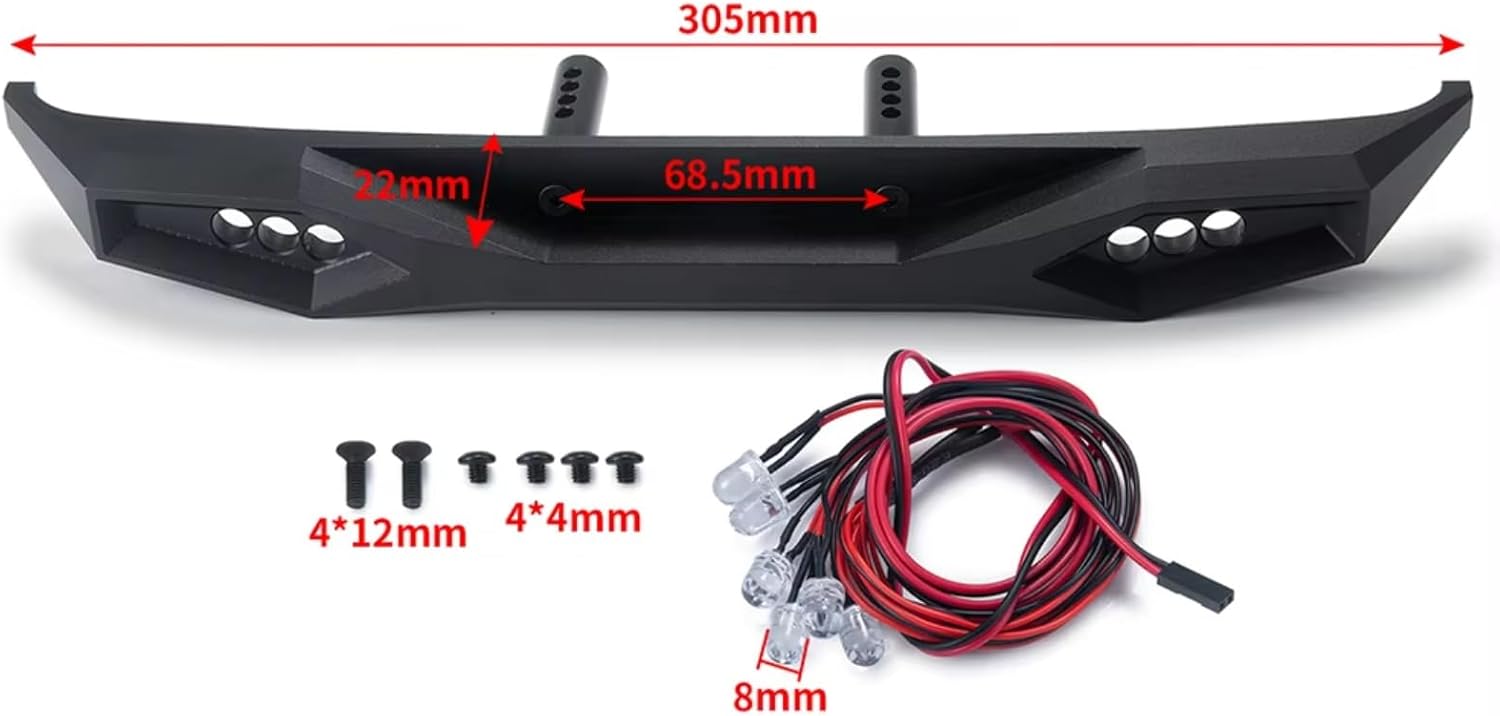 RC Accessories For Axial For Wrangler SCX6 Trail Honcho AXI05000 AXI05001 1/6 RC Crawler Car Metal Front Rear Bumper With Light Truck(Front Rear)