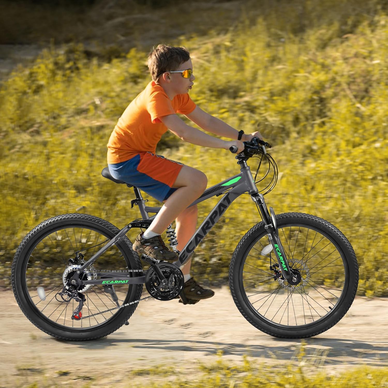 20 24 Inch Kids Mountain Bike Boys Girls, 20 Inch 7-Speed Front Suspension Kids Bike for 5+ Years, 24 Inch 21-Speed Full Suspension Children Bicycle for 9+ Years. Gift for Your Kids.