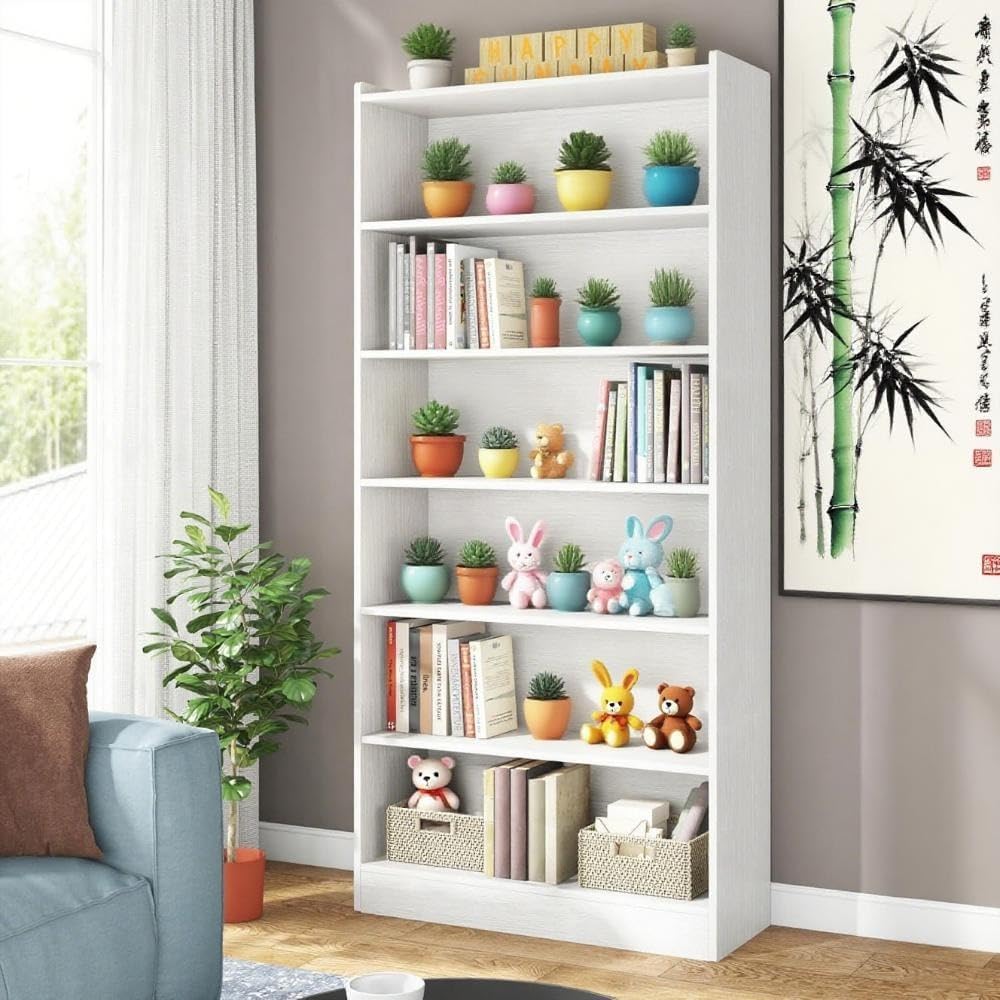 Kaireey 78-inch Tall Bookcase, Modern 7-Tier White Library Bookshelf with Storage Shelves, Large Open Bookcases Display Shelving Unit for Bedroom Living Room Office
