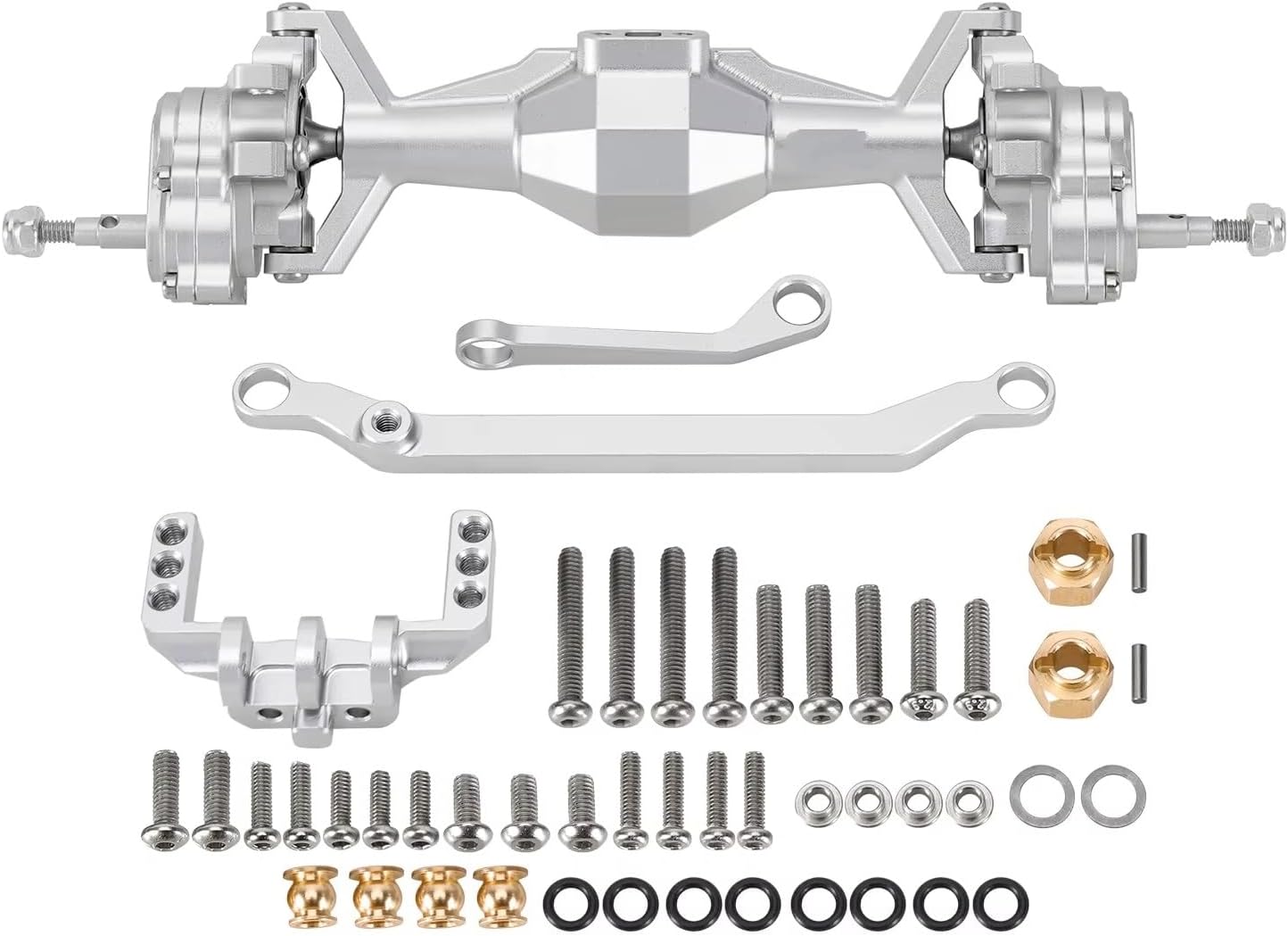 RC Front Rear Drive Axle Compatible with TRX4M 1/18 RC Crawler +5mm Diamond Portal Axles with Lay Down Servo Mount and Links Upgrade Parts