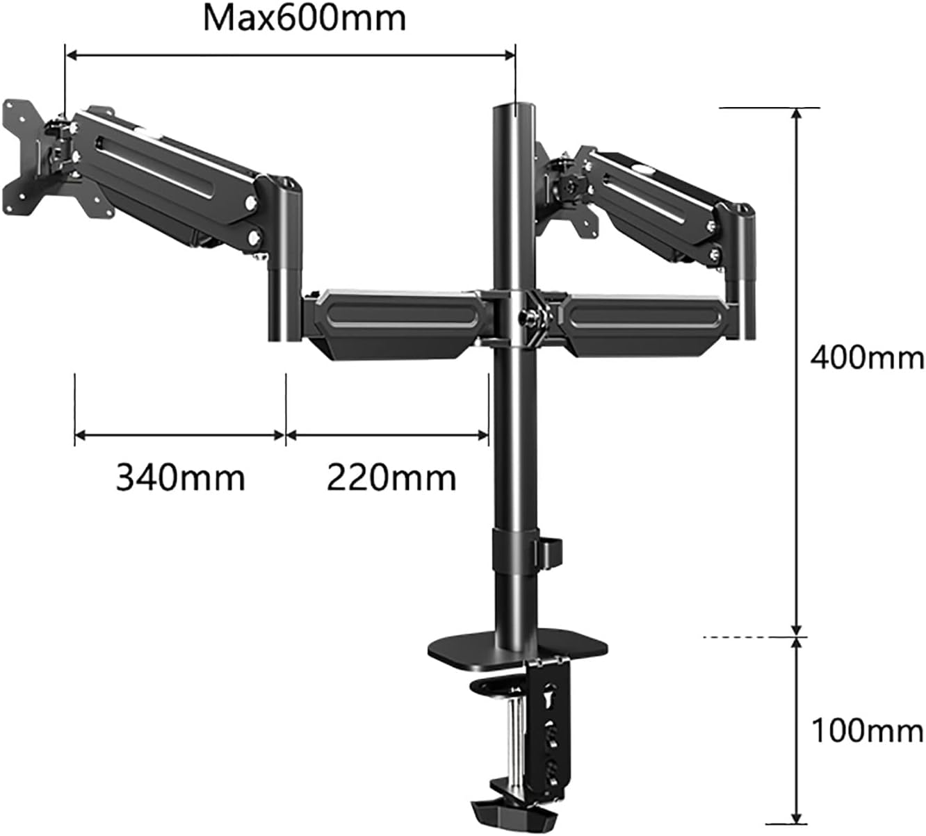 TV Stand Universal Dual Monitor Stand Stand Heavy Duty Monitor Arm Fully Adjustable for Computer Monitors with Clamp and Perforated Base, Fits 17-2 Monitors