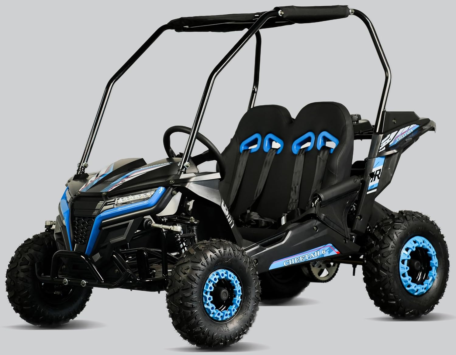 TrailMaster Cheetah 6 Youth Go-Kart - 163cc 5.5HP Engine, 4-Point Safety Belt, Remote Kill, Speed Governor, Suitable for Kids 6-12. with Pre-Assembled Version Now! (Plus, Blue)