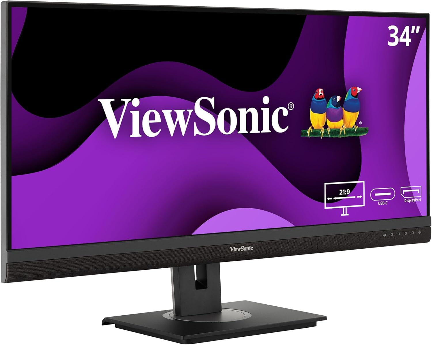 ViewSonic VG3456A 34 Inch 21:9 Ultrawide QHD 1440p IPS Monitor with Ergonomic Design, 100W USB C, Docking Built-in, Gigabit Ethernet RJ54 for Home and Office