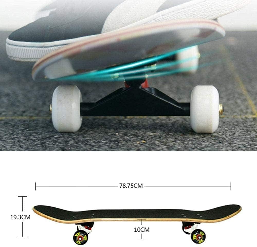 Standard Skateboard 31 X8 Complete Skateboard Maple Deck Professional Double Rocker Suitable for Boys Girls Beginners Skateboard Suit Street Scooter White Grid Upgrade (White Grid)