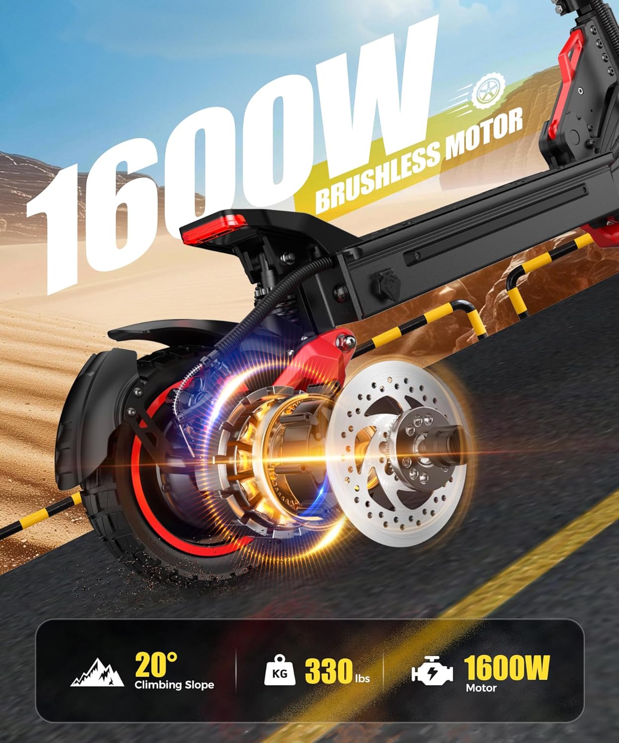 OOTD J15 MAX 1600W Electric Scooter for Adults, 48V 18Ah Battery Foldable E-Scooter Up to 31MPH 32 Miles Range, 11