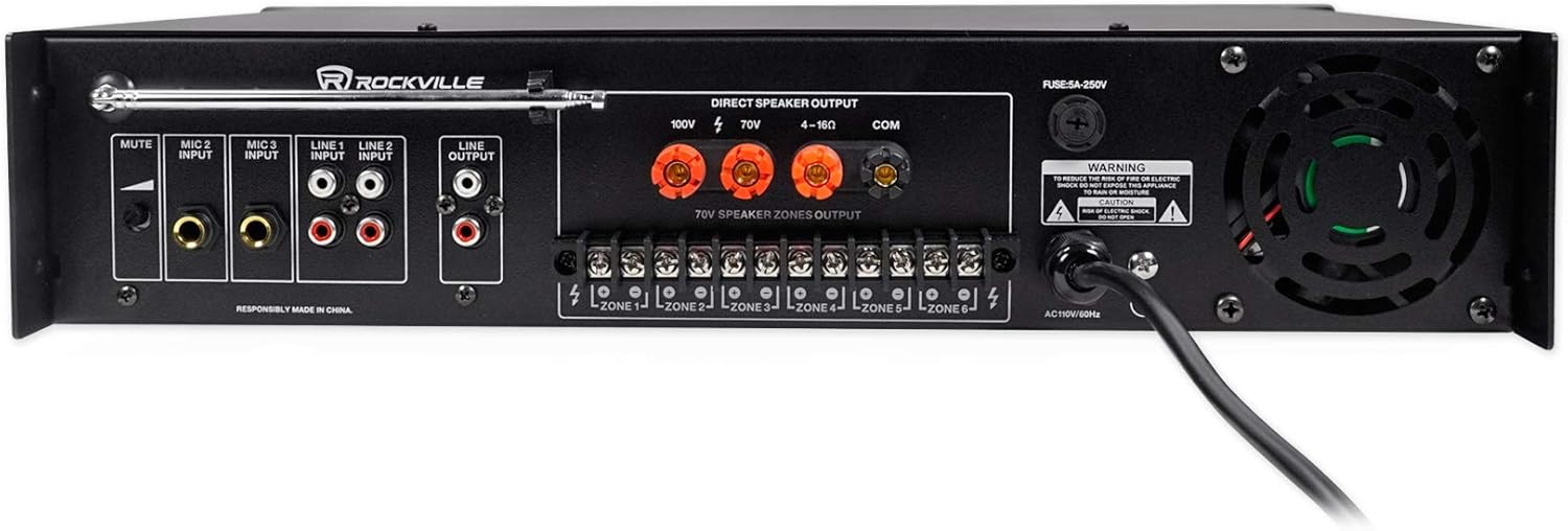 Rockville RCS180-6 180W 6-Zone 70v Commercial Amplifier