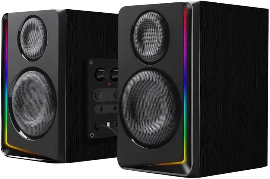 Support Gaming RGB 2.0 Speakers Aux 3.5mm Stereo Surround Music for Computer PC Loudspeakers