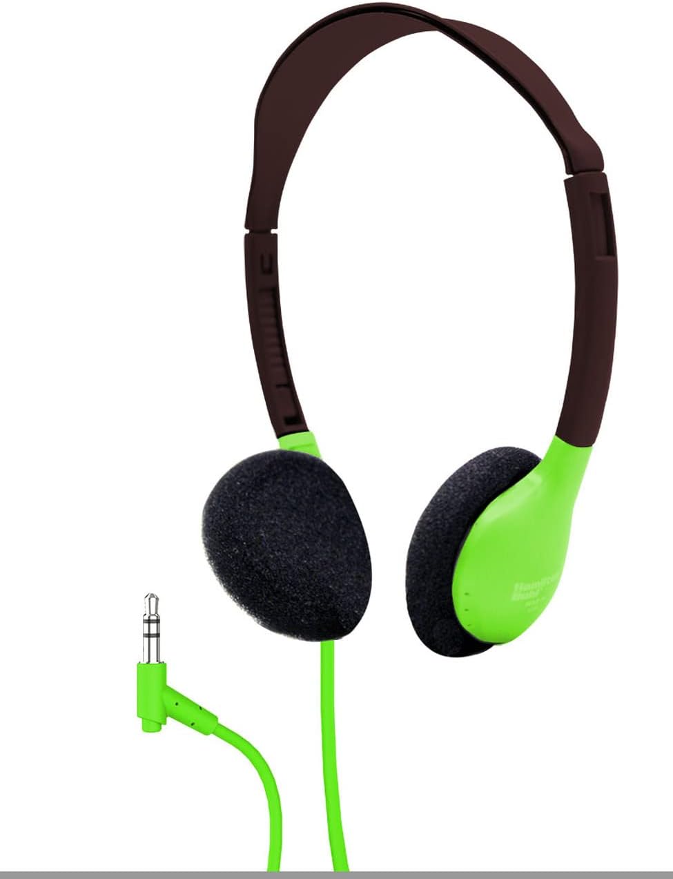 HamiltonBuhl HA2-GRN Personal On-Ear Stereo Headphones 200-Pack – Green, Replaceable Foam Cushions, Adjustable Headband, 5 ft Chew-Resistant Dura-Cord, 3.5mm Stereo Plug