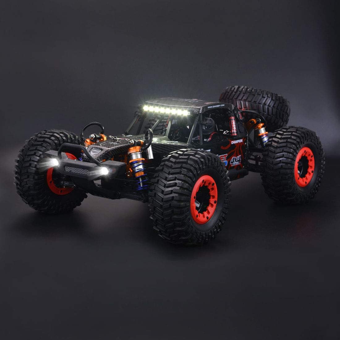 1:10 Scale All Terrain Vehicles, Brushless Motor Remote Control Car, 2.4GHz High-Speed 80KM/H RC Cars, 1:10 Monster RC Truck Off-Road with LED Headlight and Spare Tire for Adults