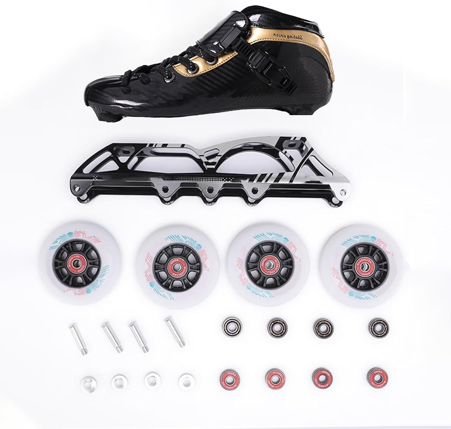 Inline Speed Skates Adult for Women and Mens, Carbon Fiber Professional Fitness Skating Roller Skates, Heat Moldable Low Cut Speed Skates for Marathon, Unisex