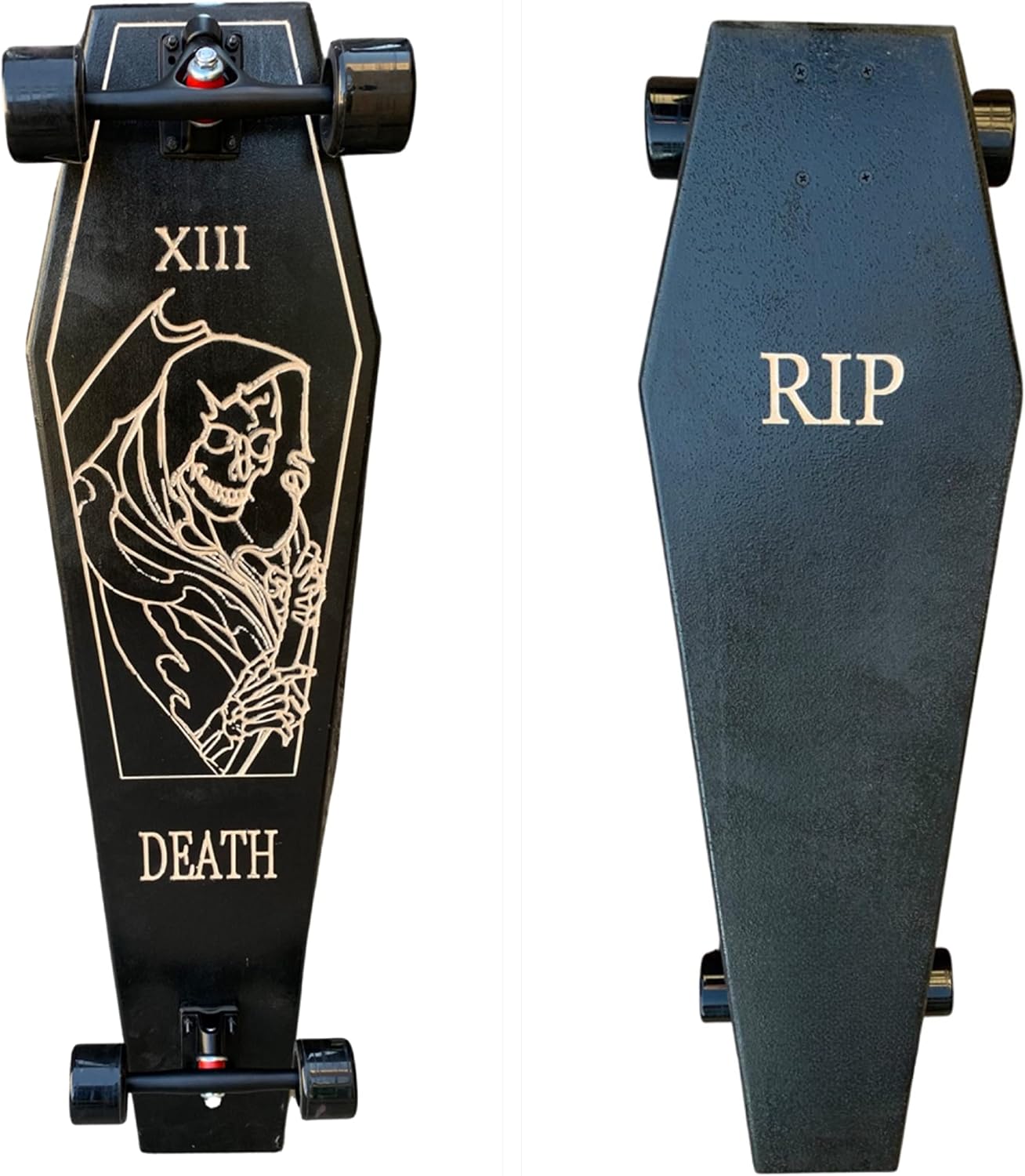 Coffin Death Tarot Black Skateboard | Longboard | 42x12 | Coffin Croozer