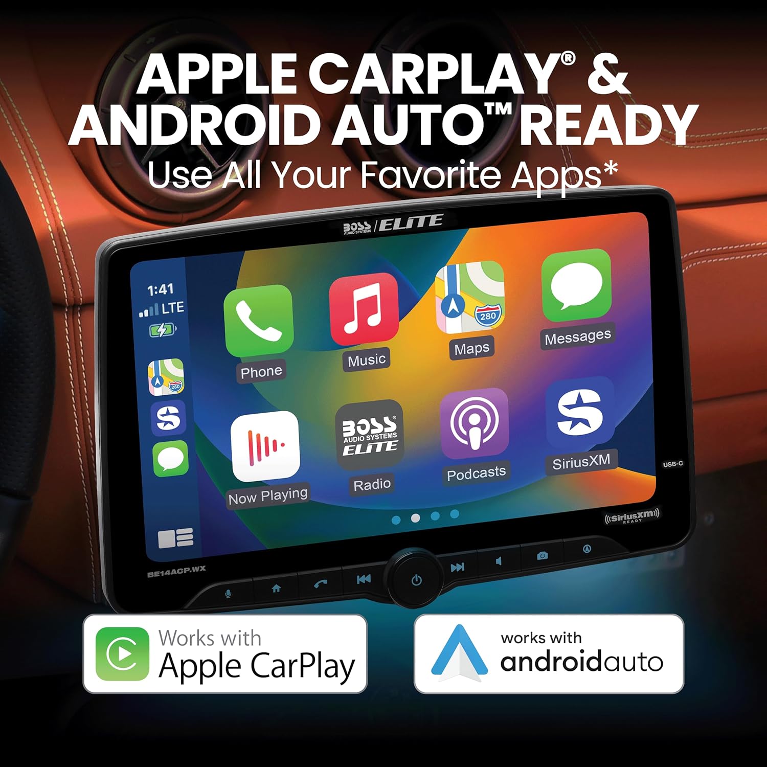 BOSS Audio Systems BE14ACP.WX Elite Series Wireless CarPlay Android Auto