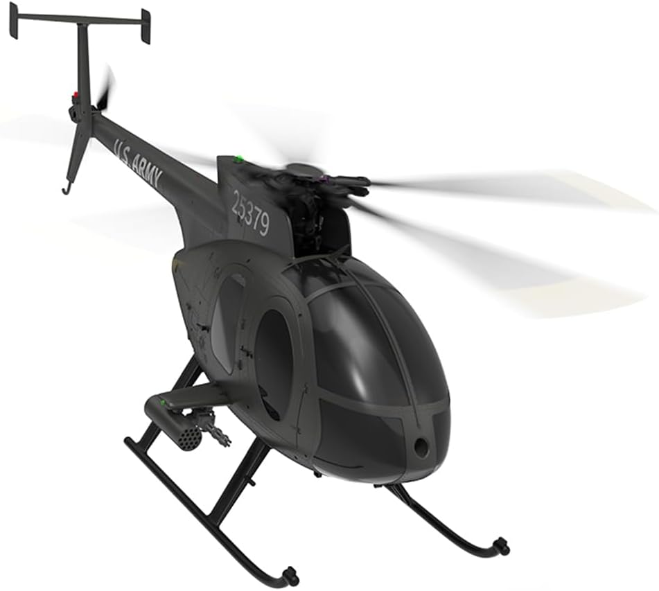 YU Xiang F119S MD500 RC Helicopter, 1/16 Scale 250-Class 2.4G 9CH RC Little Bird Helicopter with Flybarless Rotor Head, 6G/3D Switchable Modes and Openable Cockpit (Three Batteries(Black))