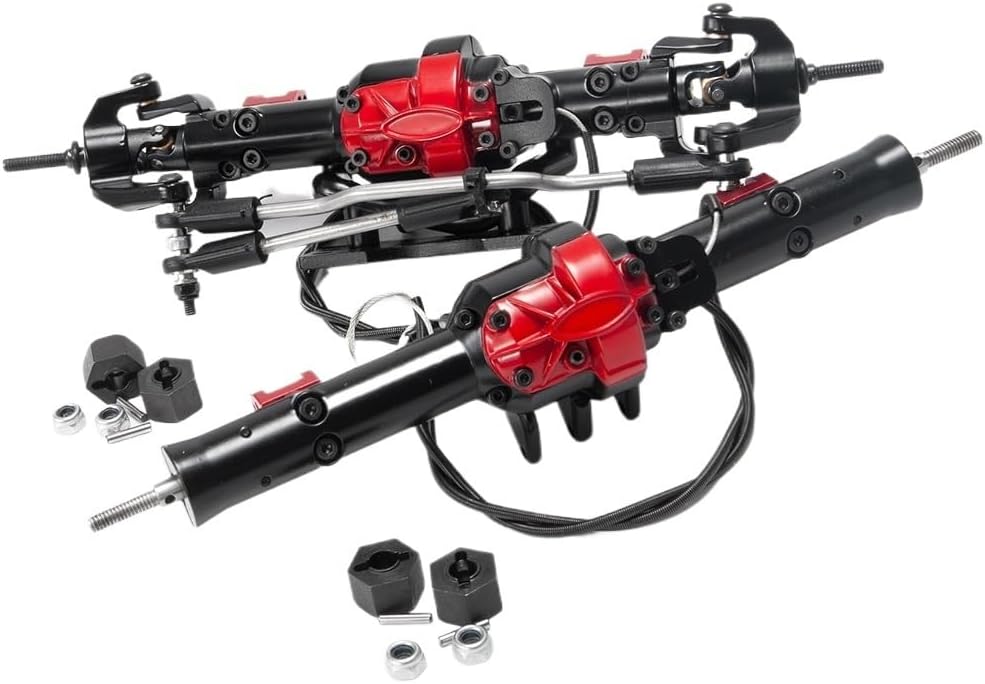 Aluminium Front and Rear Axle with Differential Lock Compatible with 1:10 Scale RC Rock Crawler Car Model Accessories(Front and Rear)