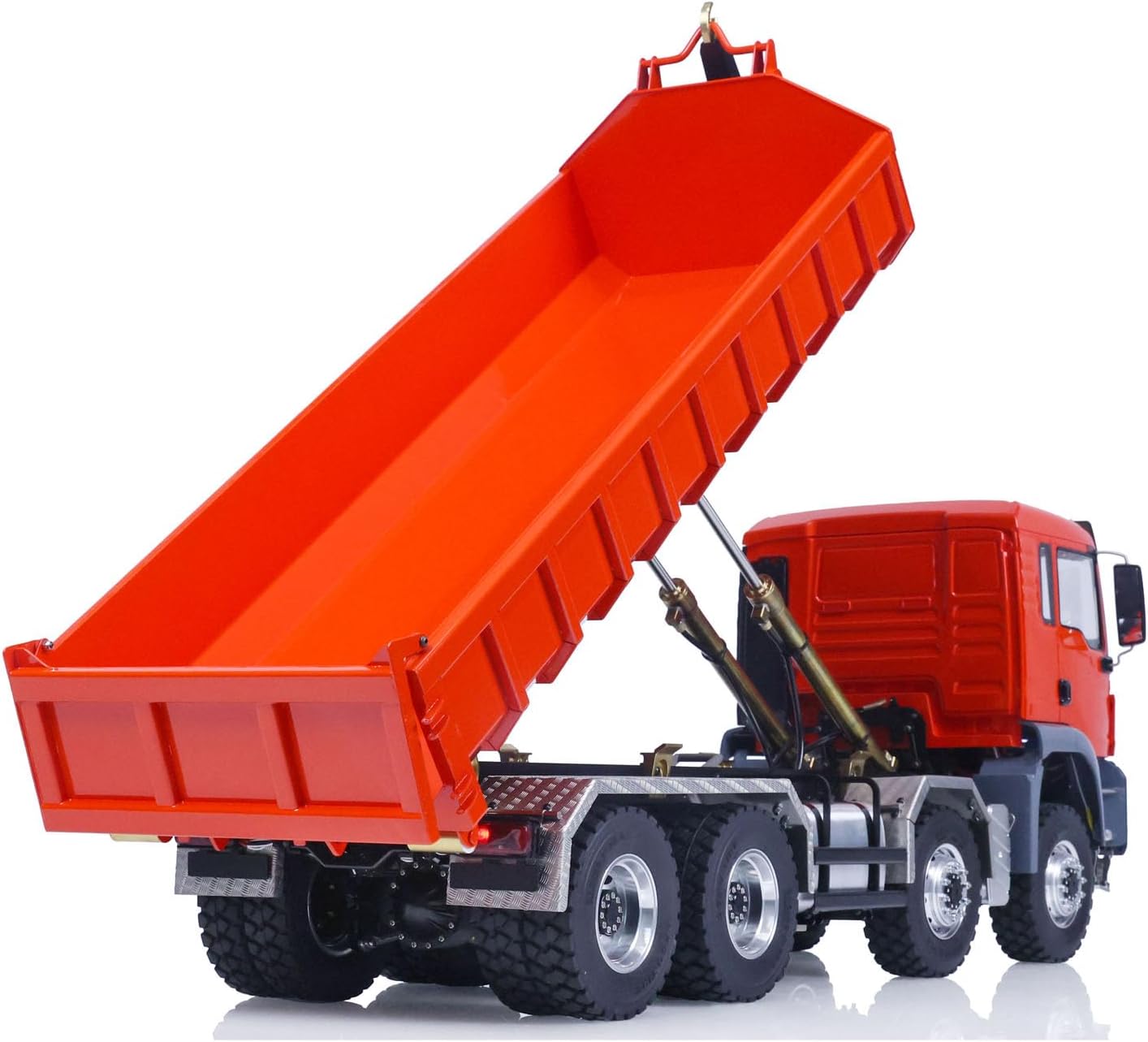 LESU 1/14 8x8 Metal Hydraulic RC Full Dump Truck RTR Remote Control Tipper Cars 2-Speed Transmission Lock Differential LED Light Sound System Motor Servo ESC