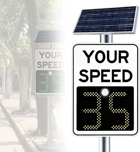 IP65 Waterproof Solar Speed Radar Sign | All Weather LED Traffic Display for Highways & City Streets | 600x900mm Speed Limit Indicator with Flashing Lights