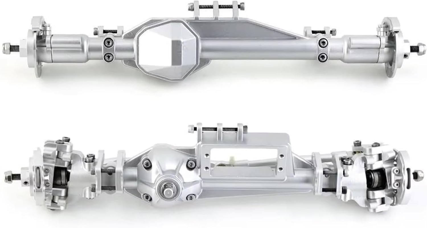 Compatible with Axial RBX10 for Ryft 1/10 RC Crawler Car Upgrade Parts Accessories Metal Front and Rear Axle RC Accessories(Silver,Rear and Front)