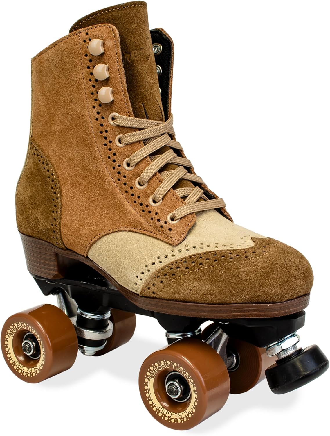 Sure-Grip Oxford Leather Roller Skates with Aluminum Track Plate, Urethane Cushions, for Men and Women