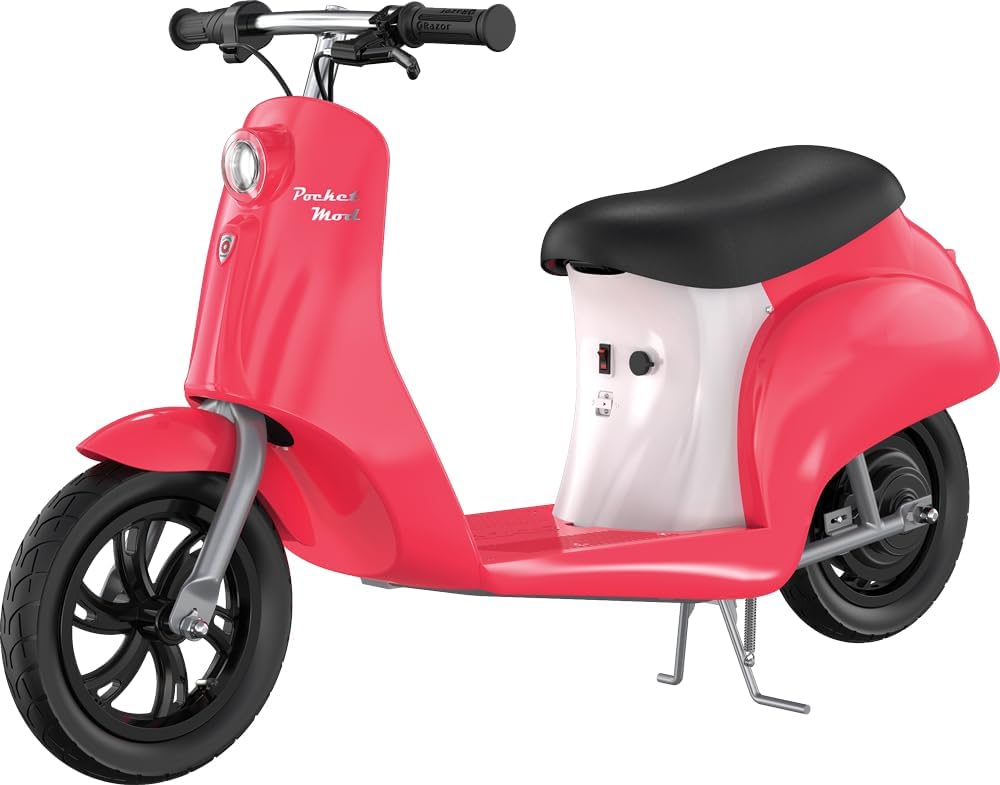 RAZOR Pocket Mod Rome, Red, Electric Scooter, European Style, up to 16-24 km/h, up to 40-80 Minutes Use, Under Seat Storage Compartment, Tires with Radio-305 mm, 8+, 77 kg