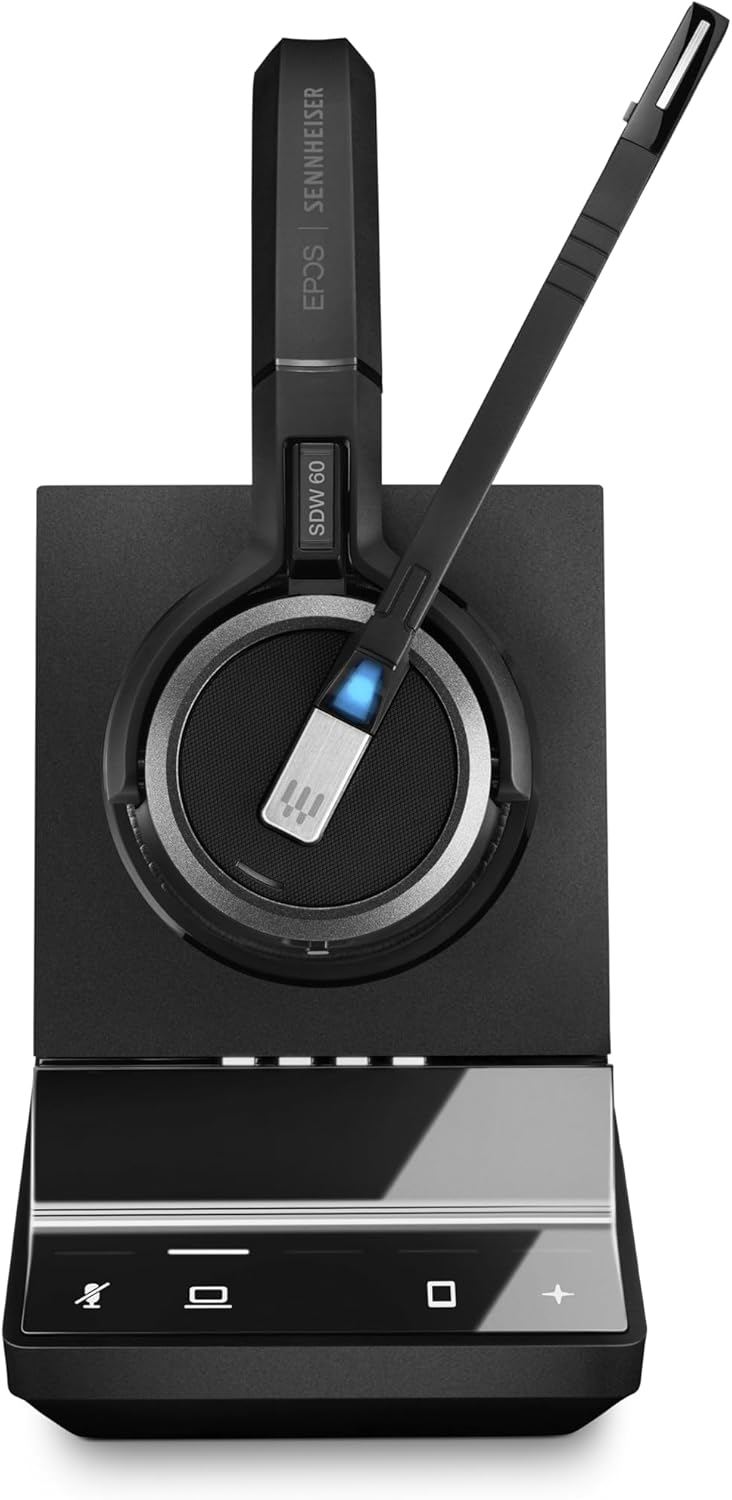 Sennheiser SDW 5063 (506588) - Double-Sided (Binaural) Wireless DECT Headset for PC/Softphone Connection Dual Microphone Ultra Noise Cancelling, Black