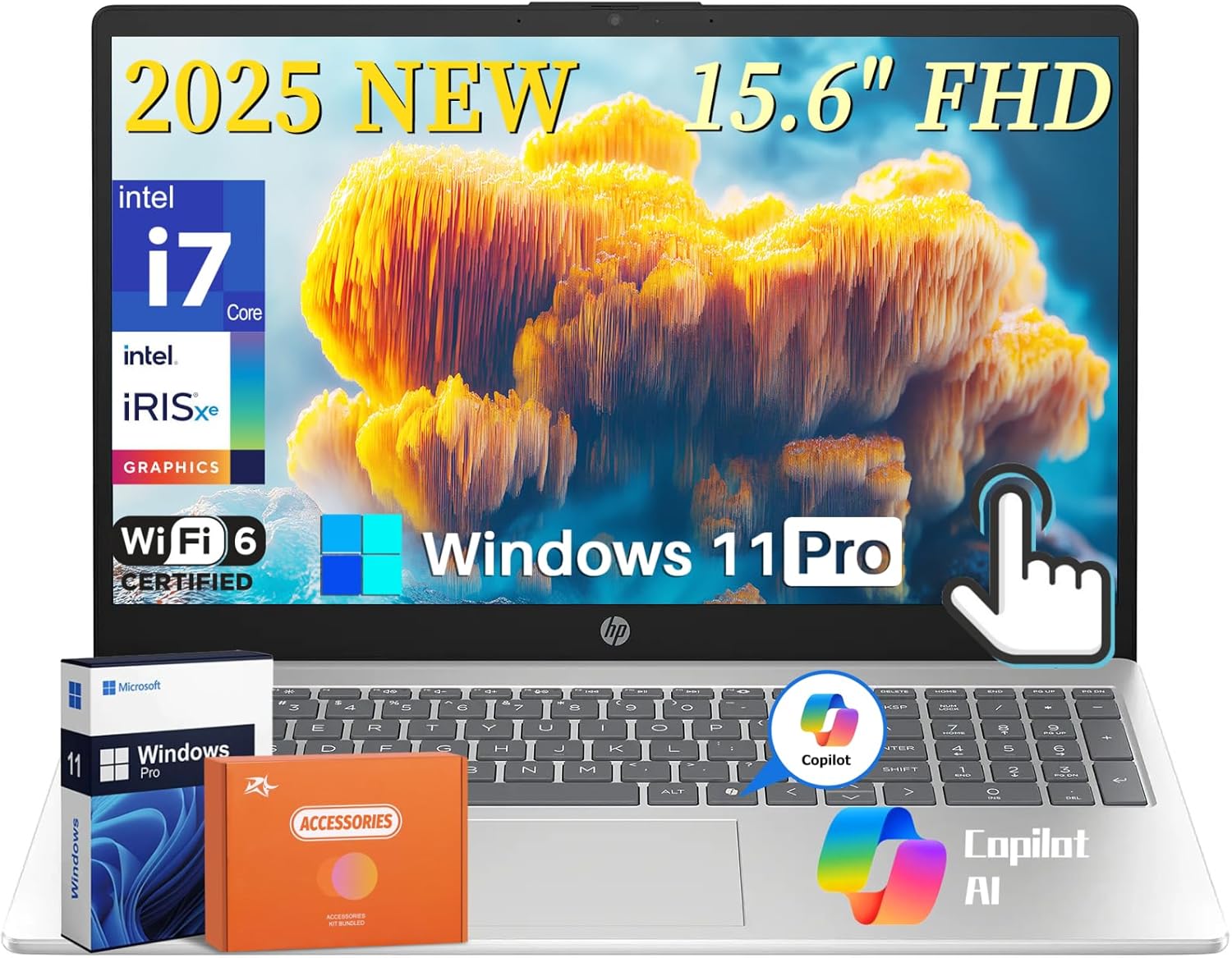 HP 15.6 Touchscreen Business Laptop Computer 2025, Intel 13th Gen i7-1355U(Up to 5 GHz), 15.6