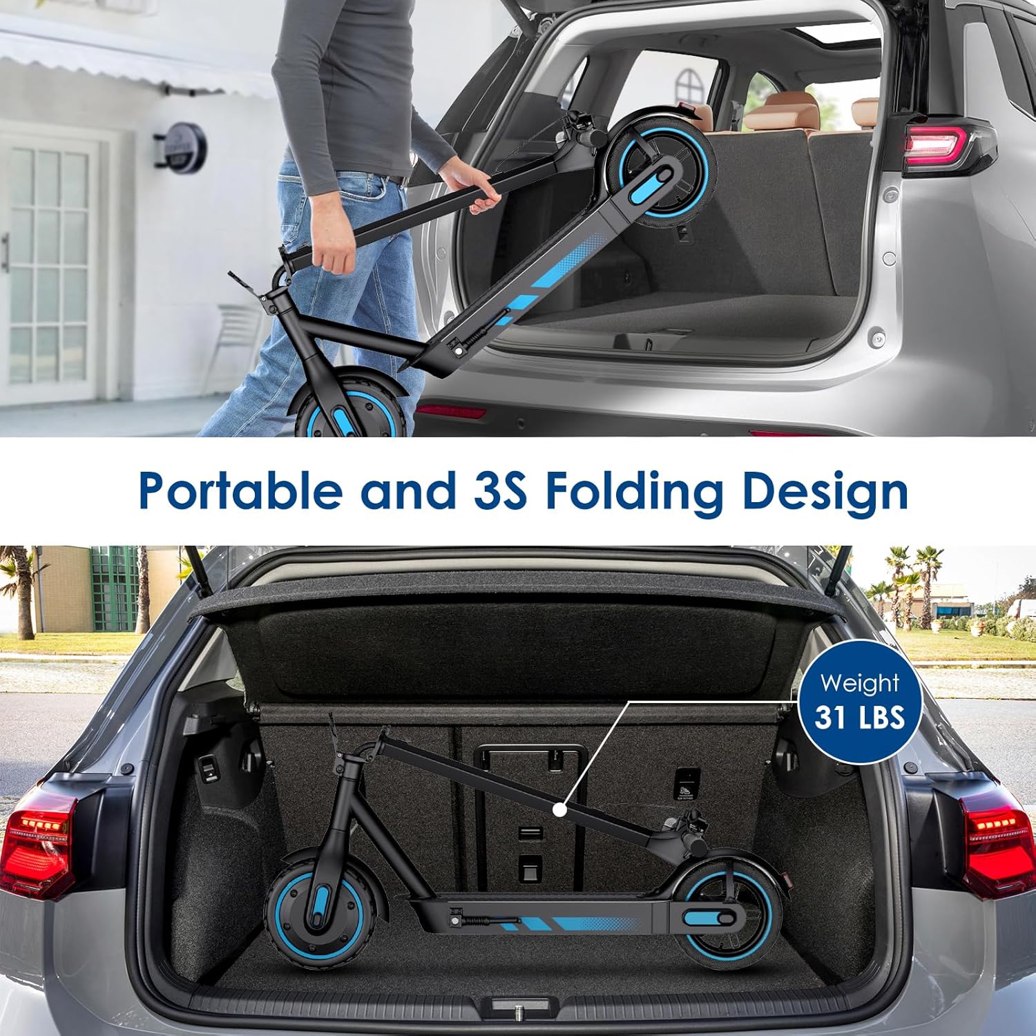 Electric Scooter for Adults,350W/500W/600W Powerful Motor,8.5/10” Tires,Up to 19/25 MPH,15/22/28 Mile Range,Dual Braking System,Foldable Lightweight EScooter for Young,Max Load 265 LBS,APP Control