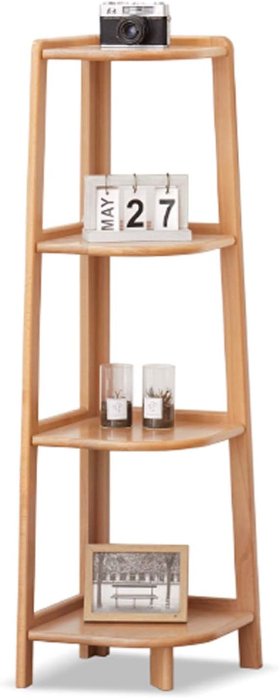 bookshelf 3-Tier Bookcase Solid Wood Corner Ladder Shelf, Display Organizer Plant Stand Storage Rack Furniture for Living Room, Bathroom, Bedroom, Home Office (Natural Wood Color) Bookcase Bookcase fr