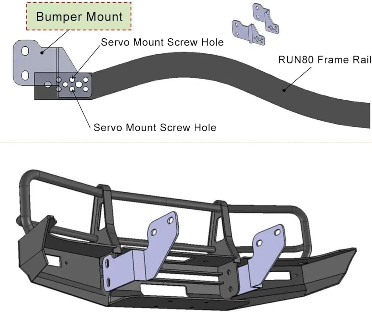 for SCX10 for TRX4 RUN80 for LC80 1/10 ARB Bull Bars Metal Tube Front Winch Bar Bumper Scale RC Crawler for Chassis Body RC Car Parts