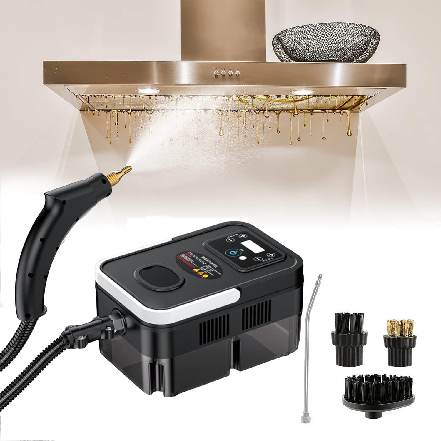 GLBMXDD 1200ML Steam Cleaner with Smart Touch Screen,High Pressure High Power Steamer for Cleaning, Steamer for Cleaning for Home,Grout Steamer,for Grout, Tile, Hard Floors, Appliances,Black