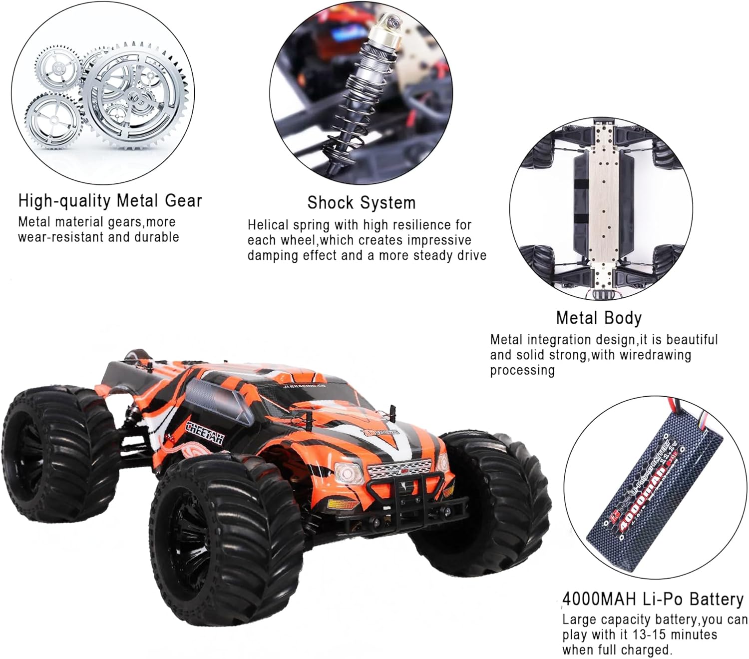 JLBRACINGRC 1:10 Scale Remote Control Car,80+KM/H High Speed RTR RC Truck,2.4GHZ Radio Controlled Electric Cars,4WD 4x4 Off Road Monster Truck,IPX7 Waterproof Brushless RC Car for Adults