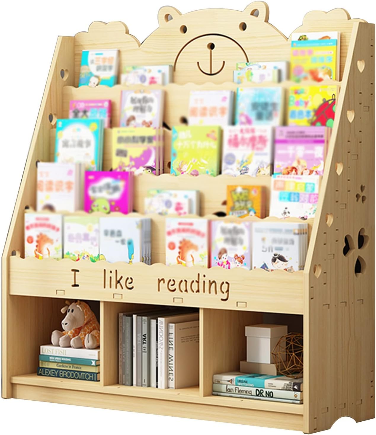 Bookcases Wooden Children's Bookshelf Kindergarten Picture Book Shelf Multi-Layer Floor Storage Cabinet (Color : Wood Color, Size : 120x32x112cm)