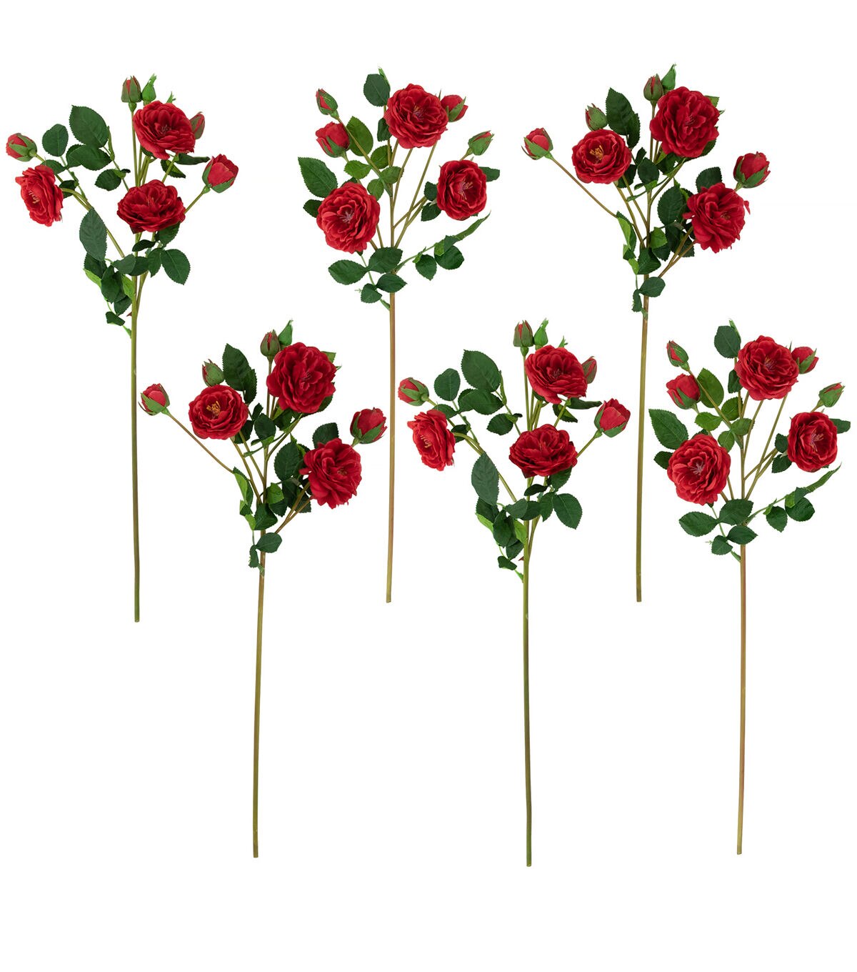 Northlight 23 Red Camellia Rose Stems 6ct