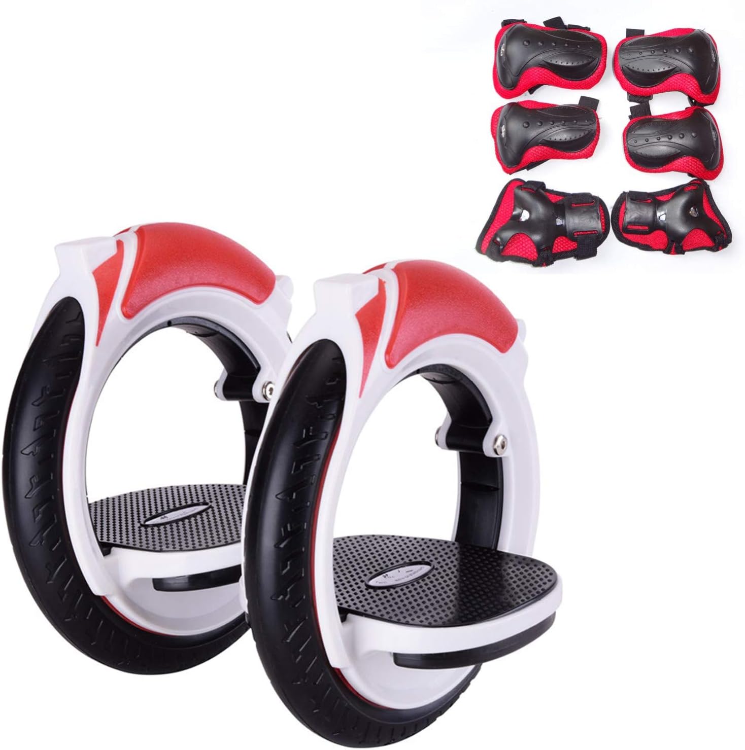 Roller Road Drift Skates Full Set - Boardless Skateboard Roller Skate Plates with High Rebound Pu Wheels, Free Skate Drift Board, Inline Skates Heel Wheels, Protective Gear - Red
