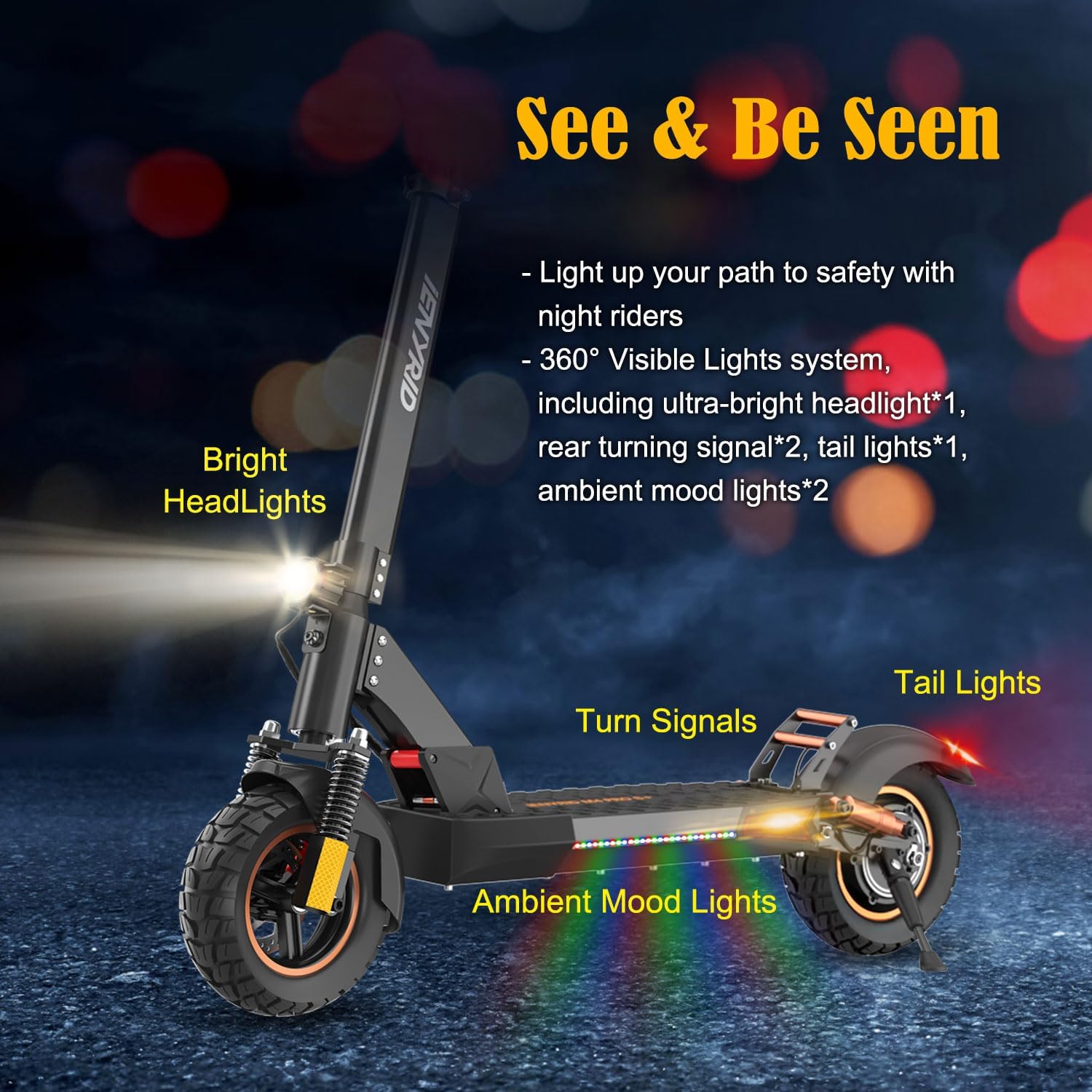 Electric Scooter Adults, Fast E-Scooter with Seat, Portable Folding Escooter Electric for Adult, 10 inch Offroad E Scooter for Teens | 28 MPH | 30 Mile Long Range | Dual Suspension & Brakes