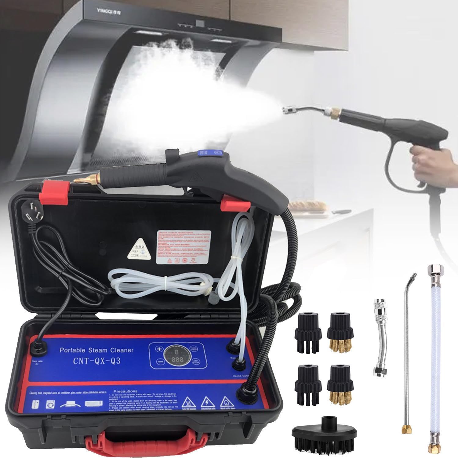 High Pressure Steam Cleaner, 1700W/3500W High Temp Portable Bathroom Power Cleaning Machine For Engine, Tankless and Heavy Duty for Home Use Grout Tile Kitchen Grease Car Detailing,110V-1700W