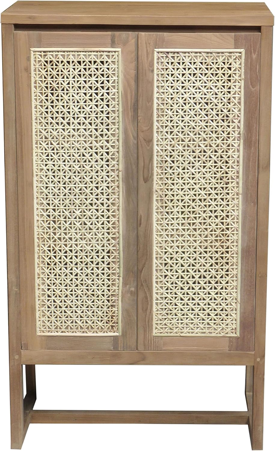 Recycled Teak Wood West Indies Rattan Cupboard/Bookcase