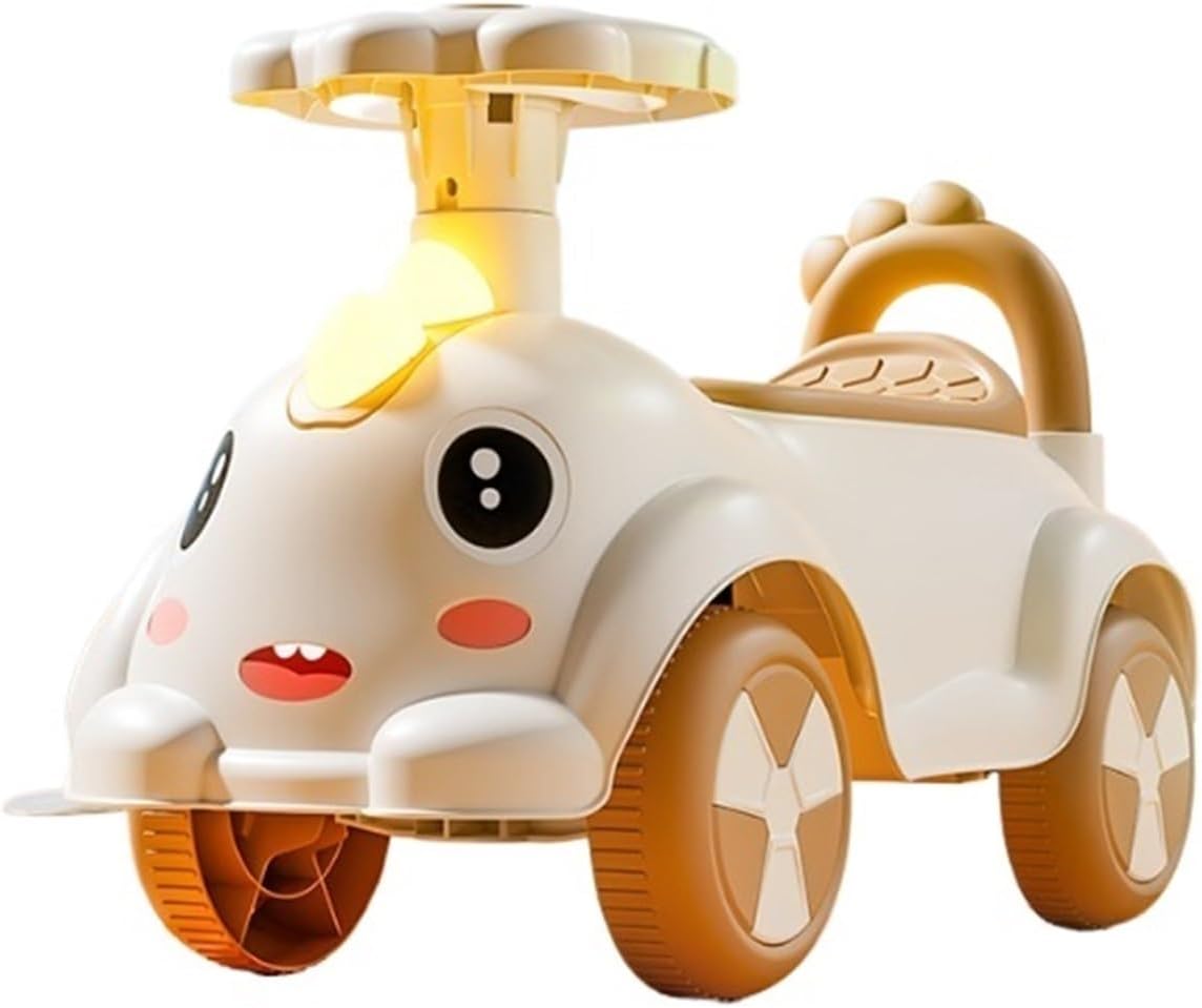 Wiggle Car 4 Wheels Ride on Push Car with Under-seat Storage Horn Music Toys for Toddlers Boys Girls(White)