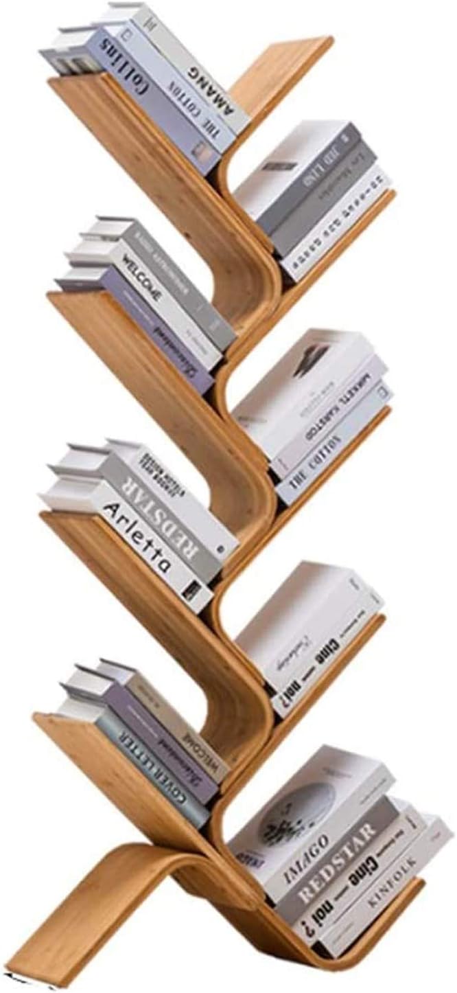 QTBH Bookshelf 8-Shelf Tree-Shaped Bookshelf Bamboo Storage Rack Bookshelves Storage Rack Bookcase for Living Room Home Office Bookcase Bookcase freestanding