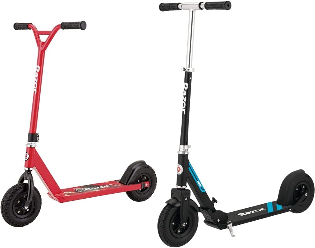 Razor Pro RDS Dirt Scooter for Kids Ages 10+ – Pneumatic Tires, Aircraft-Grade Aluminum Frame & A5 Air Kick Scooter for Kids Ages 8+ - Extra-Long Deck, 8