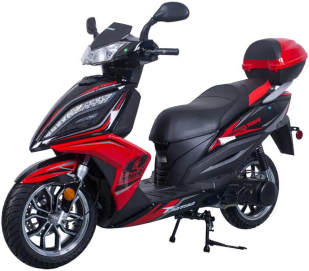 HHH Tao Motors Quantum150 TITAN150cc Scooter CVT Fully Automatic Street Scooter Gas 150cc Bike for Adult (RED)
